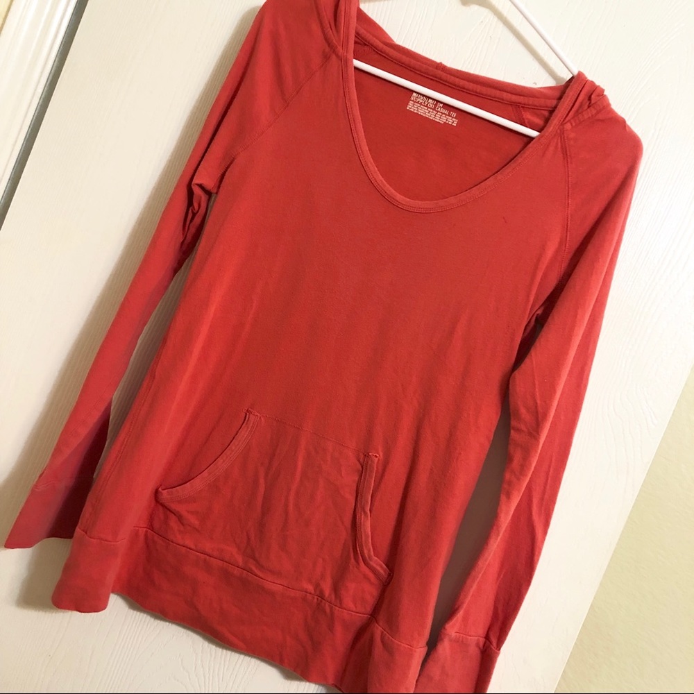 Peach hooded shirt